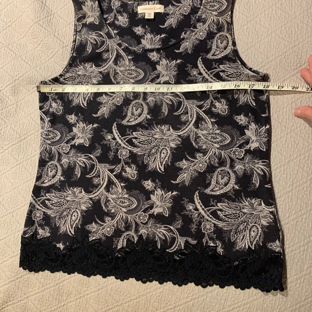 Coldwater Creek Black and White Paisley Tank Top - Picture 2 of 3